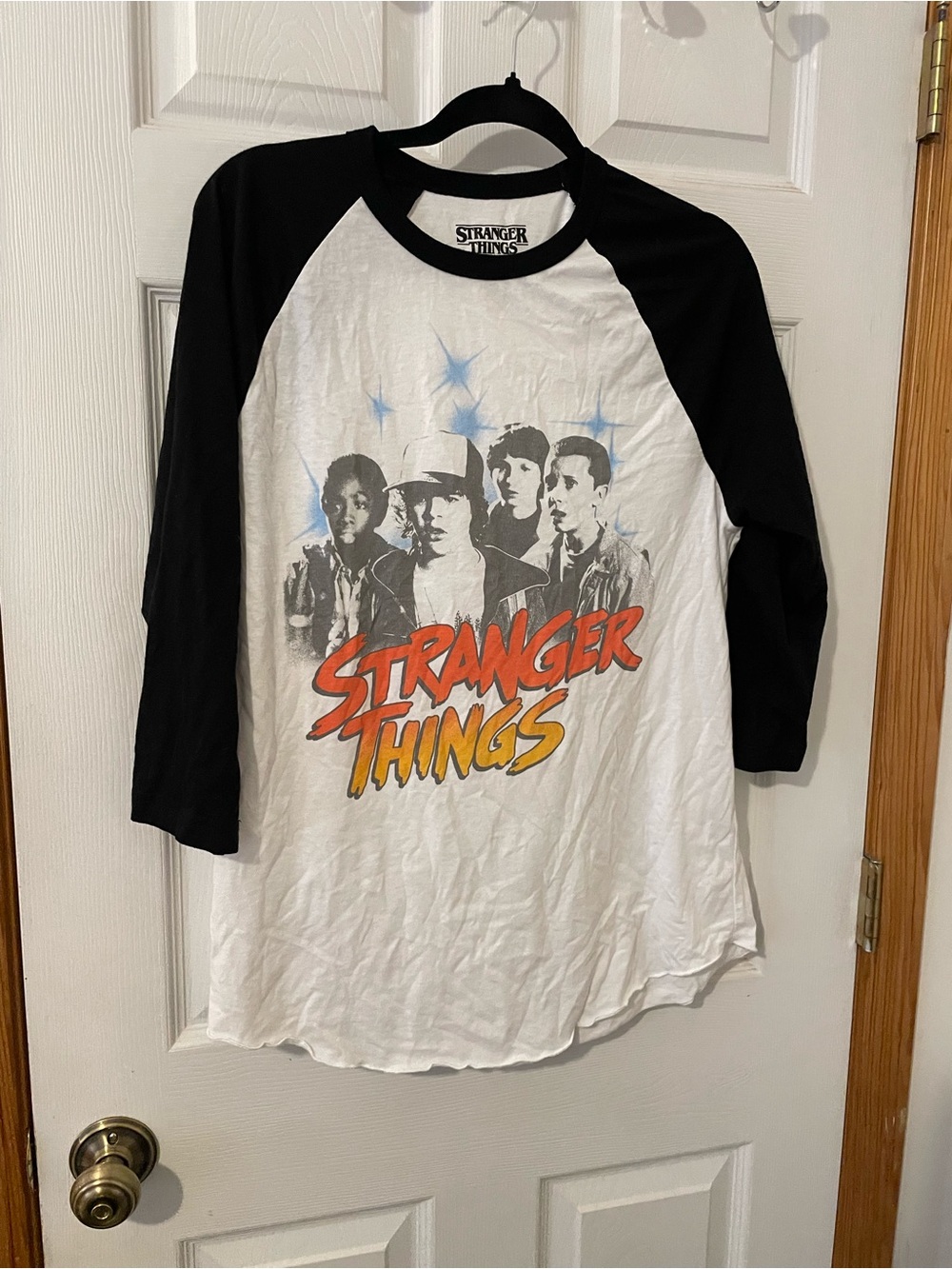 Stranger Things Raglan Baseball Tee - Black & White